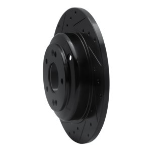 Hyundai Genesis Coupe Brake Rotor (1) - Rear Left - R1 Concepts - Drilled & Slotted - Black - `10-`16